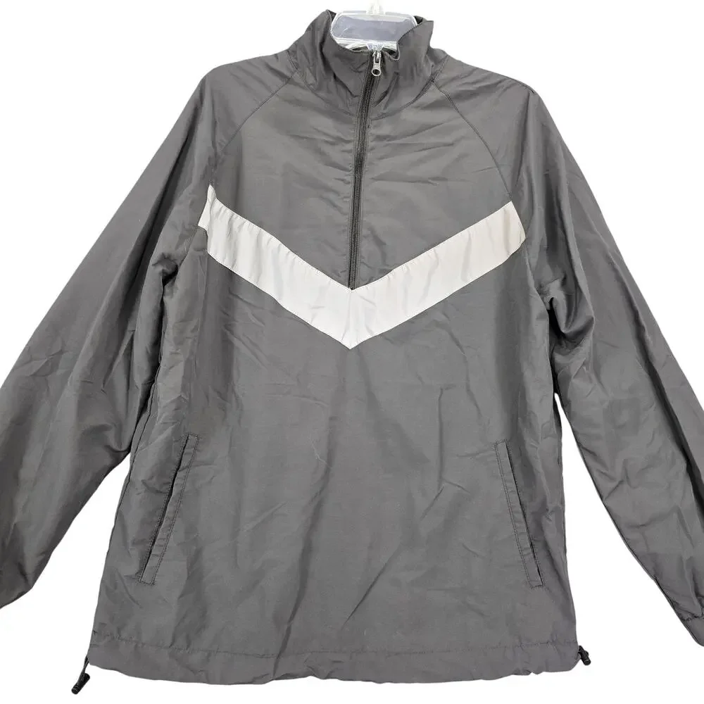 Original Use Gray Windbreaker Jacket Lightweight Nylon 1/2 Zip Lined Mens Size S